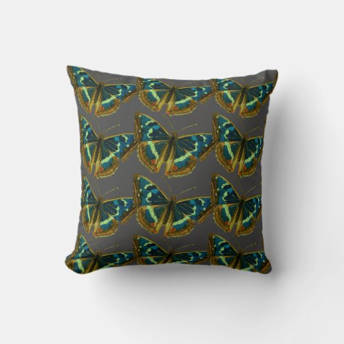 Reversible Batik Style Watercolor Butterfly Throw Pillow