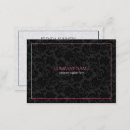 Reversible black and white floral damask business card