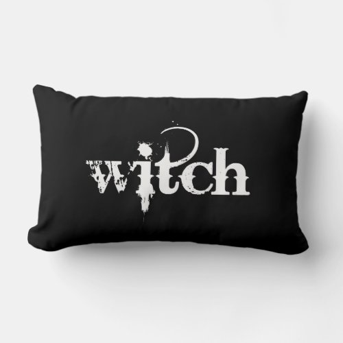 Reversible Black and White Witch Halloween Wiccan Lumbar Pillow