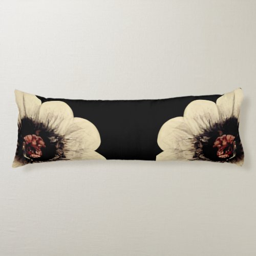 Reversible Black Floral Botanical  Body Pillow