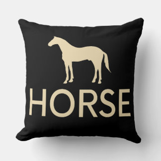 Reversible Black Horse Equestrian Throw Pillow
