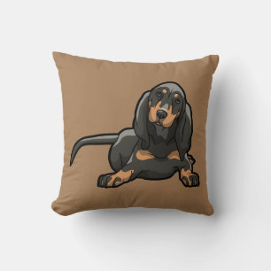 Reversible Black & Tan Coonhound Throw Pillow