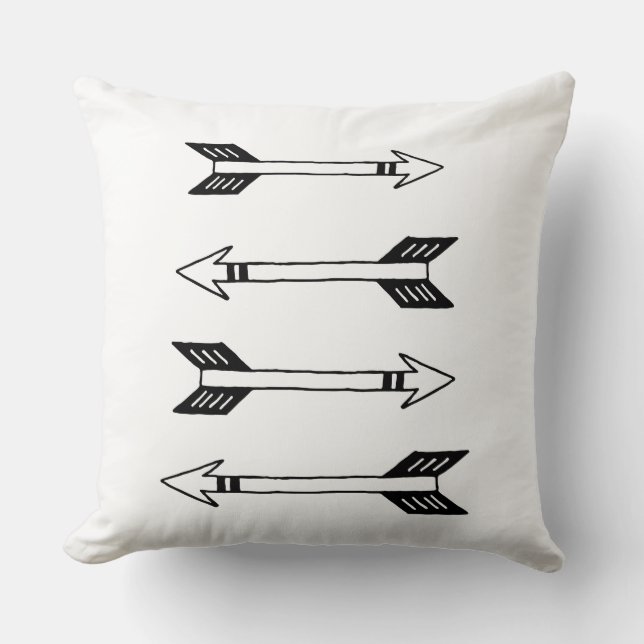 Reversible Black White Arrow Pattern Teen Pillow (Front)