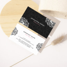 Reversible Black &amp; White Floral Damasks Business Card