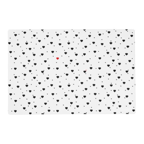 Reversible Black  White Valentines Hearts Placemat