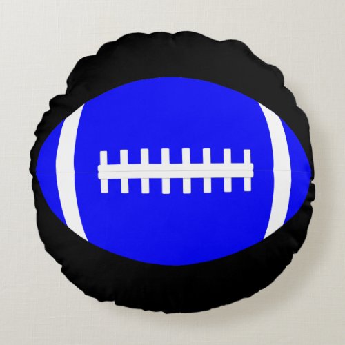 Reversible Blue and Black Football MancaveBedroom Round Pillow