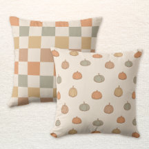 Reversible Boho Pumpkin Halloween Fall Checkered