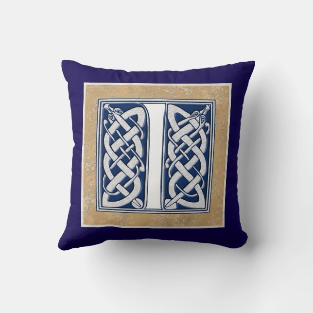 Reversible Celtic I Initial Throw Pillow (Back)