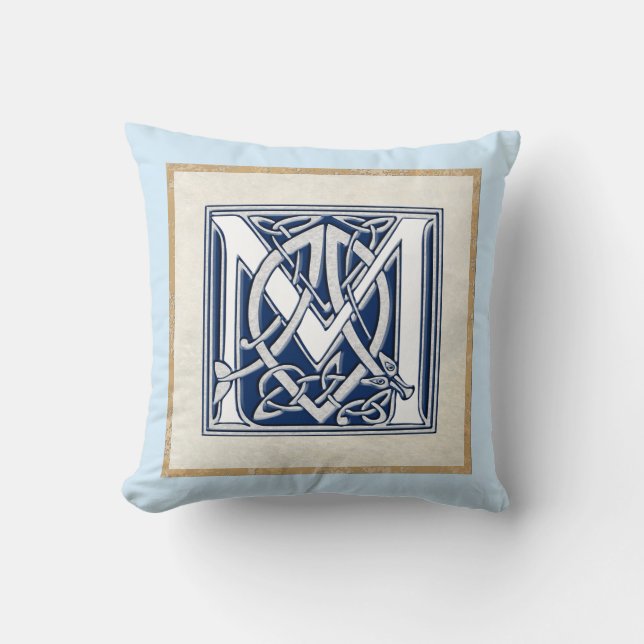 Reversible Celtic M Initial Throw Pillow (Front)