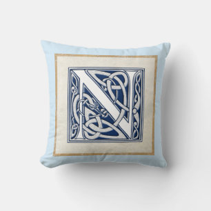 Reversible Celtic N Initial Throw Pillow