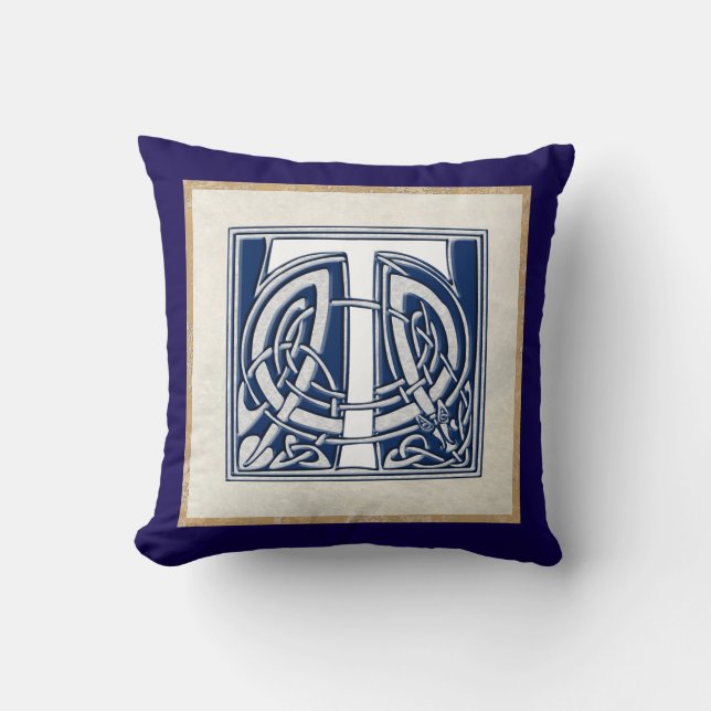 Reversible Celtic T Initial Throw Pillow (Front)