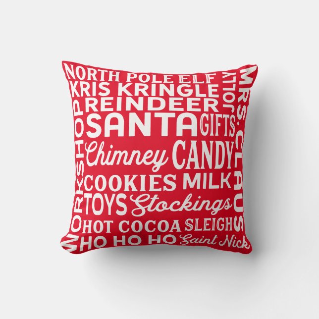 Reversible Christmas Eve Words Throw Pillow (Front)