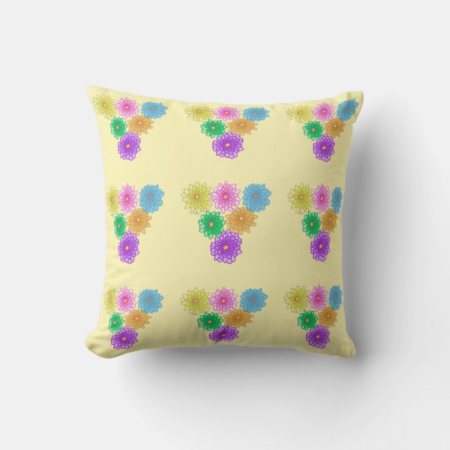 Reversible Colorful Chrysanthemums Pillow (Front)