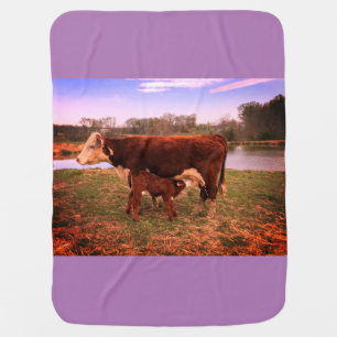 Reversible Cow & Calf Baby Blanket
