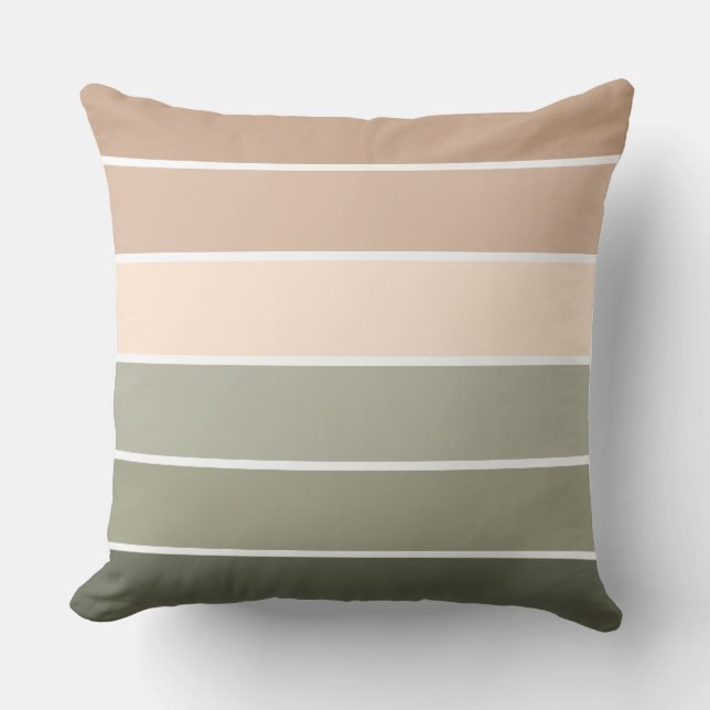 Reversible Cozy Neutral Retreat Striped Polka Dot  Throw Pillow (Front)