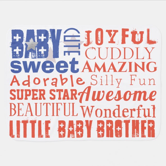 Reversible Cuddly Cute Baby Name, Stats, Words Blanket (Horizontal)