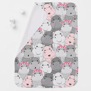 Reversible Cute Hippos Baby Blanket