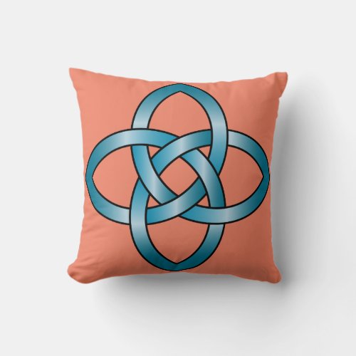 REVERSIBLE DESIGN blue celtic knot pillow