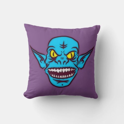 REVERSIBLE DESIGN blue zombie troll demon pillow