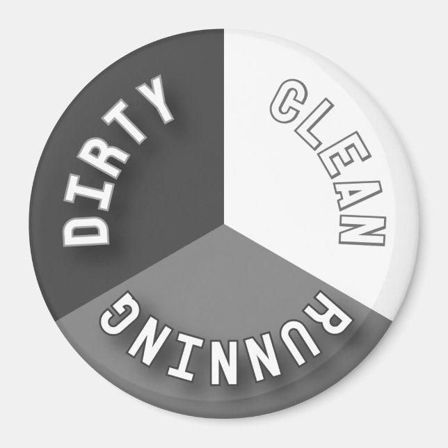 Reversible Dishwasher Gray Clean Dirty Running Magnet (Front)