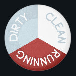Reversible Dishwasher Magnet Clean Dirty Running<br><div class="desc">Modern looking reversible dishwasher magnet for your office or home. Let everyone know the status of your dishes with this clean, dirty and running dishwasher magnet. Light blue gray, red and white design is perfect for your kitchen dishwasher.</div>