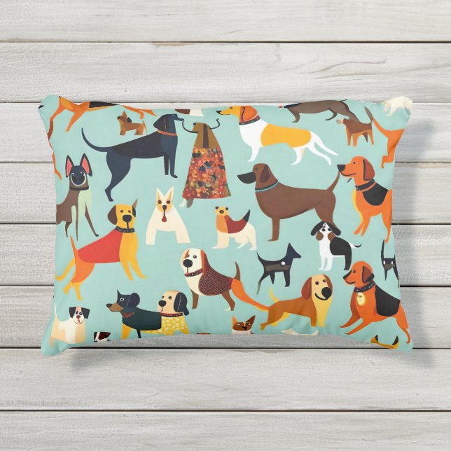 Reversible Dogs on Parade Outdoor Pillow (Front)