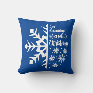 Reversible Dreaming Of A White Christmas Snowflake Throw Pillow