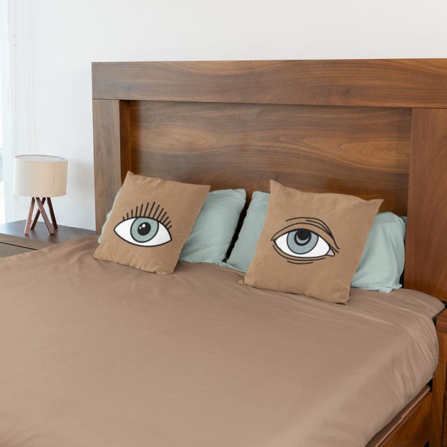 Reversible Eye Mood  Awake & Tired Funny Bedroom D Throw Pillow (Creator Uploaded)