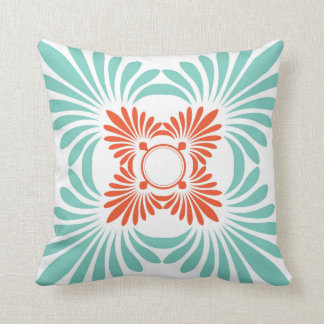 Reversible Floral Throw Pillows:Red Aqua Pillow
