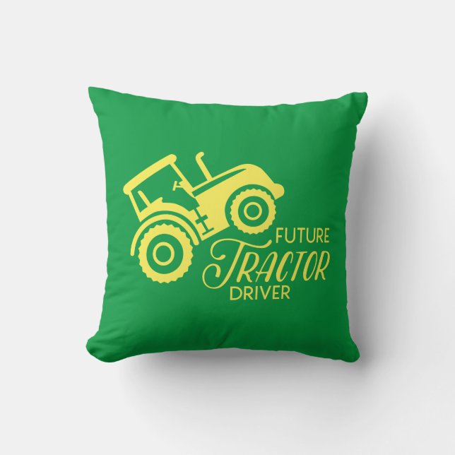 Reversible Future Tractor Driver Throw Pillow (Front)
