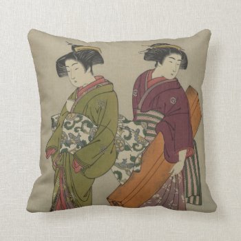 Reversible Geisha Throw Pillow by Romanelli at Zazzle