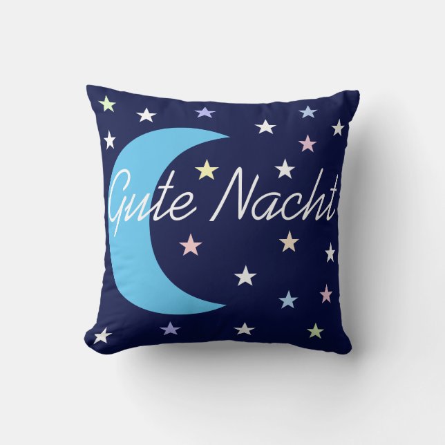 REVERSIBLE - German Good Night & Sweet Dreams Throw Pillow (Front)