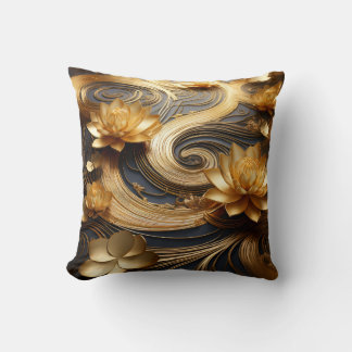 Reversible Gold Lotus Flower Pillow 