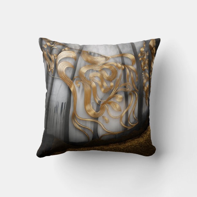 Reversible Gold & Snow Swirl Pillow  (Back)