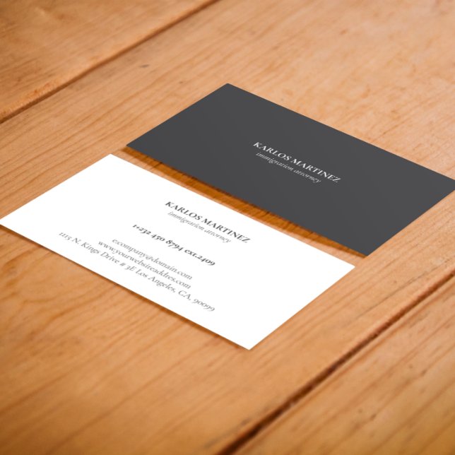 Reversible Gray & White Immigration Attorney Business Card (Creator Uploaded)