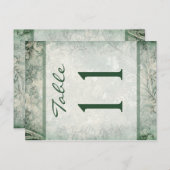 Reversible Green and Ivory Floral Table Number (Front/Back)