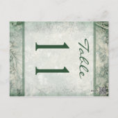 Reversible Green and Ivory Floral Table Number (Back)