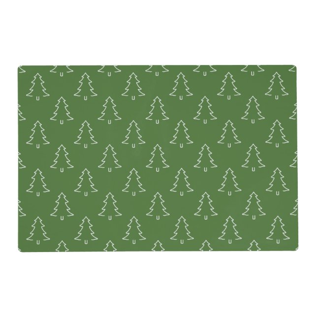 Reversible Green and White Christmas Tree Placemat (Front)