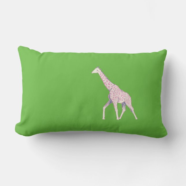 Reversible Green Giraffe Lumbar Pillow (Front)
