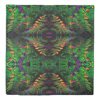 Reversible Green Tribal Fern Jungle Pattern Duvet