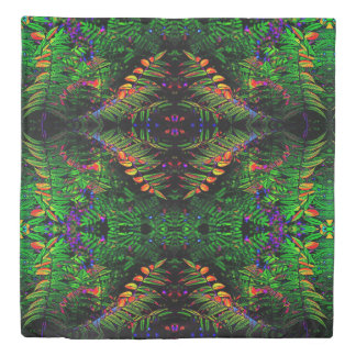 Reversible Green Tribal Fern Jungle Pattern Duvet Cover