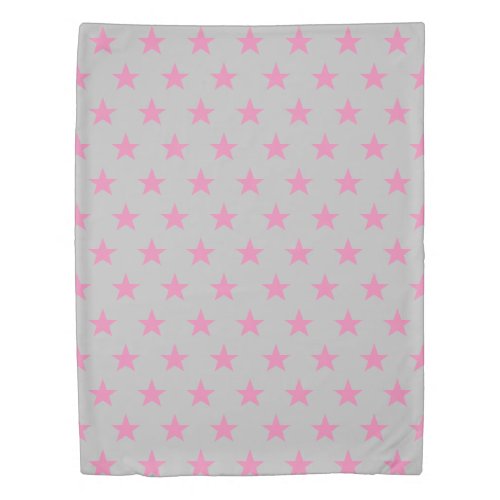 Reversible Grey and Pink Star Duvet Cover