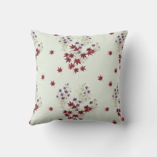 Reversible Japanese Autumn Pillow: Beige & Green Throw Pillow