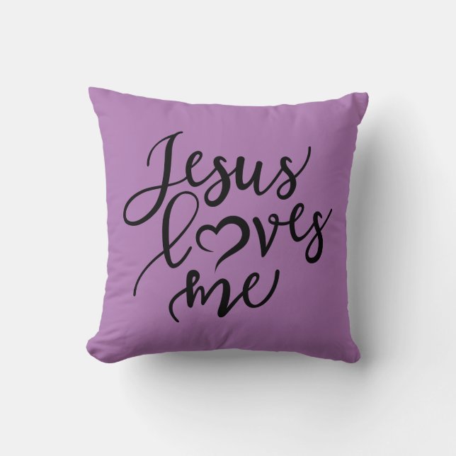 Reversible Jesus Loves Me Throw Pillow (Front)
