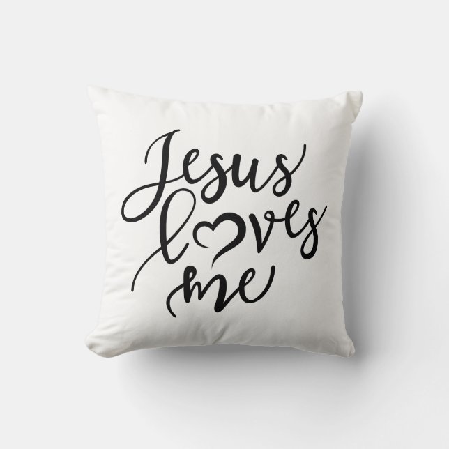 Reversible Jesus Loves Me Throw Pillow (Front)
