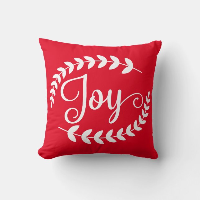 Reversible Joy Christmas Throw Pillow (Front)