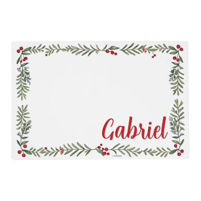 Reversible Joy Floral Christmas Placemat (Back)