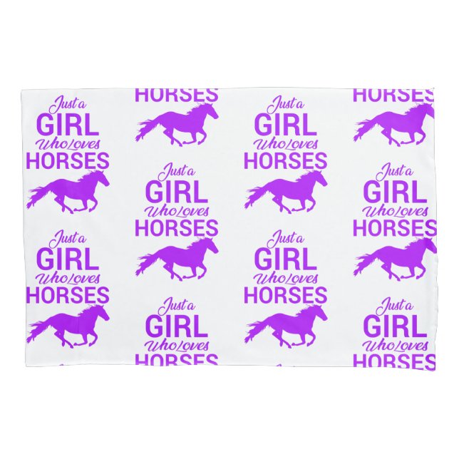 Reversible Just A Girl Who Loves Horses  Pillow Case (Front)