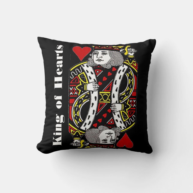 Reversible King of Hearts Design Throw Pillow (Front)