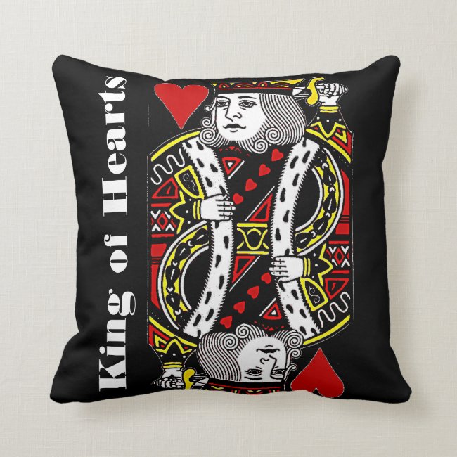 Reversible King of Hearts Design Throw Pillow